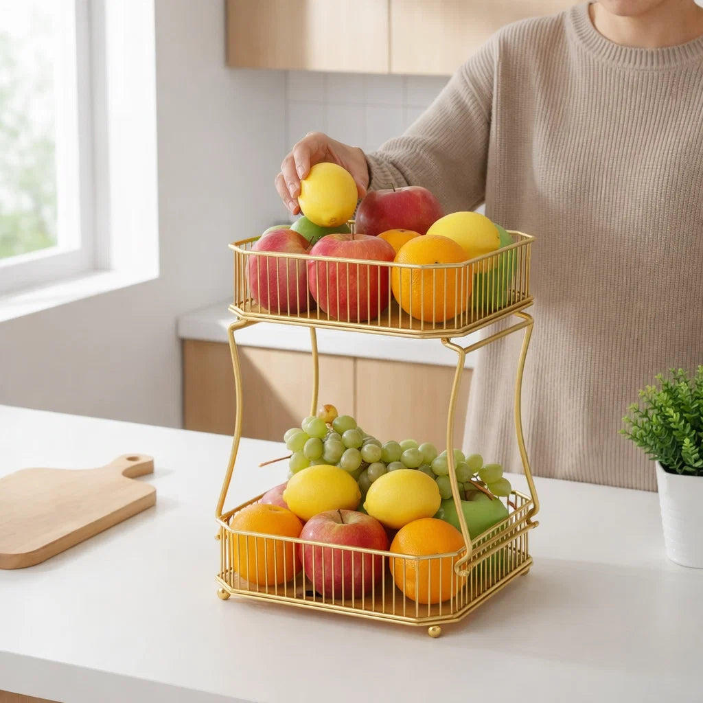 Obstkorb aus Metall – 2-stöckig und platzsparend