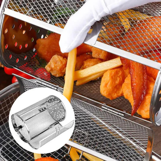 Rotierender Grillkorb aus Edelstahl