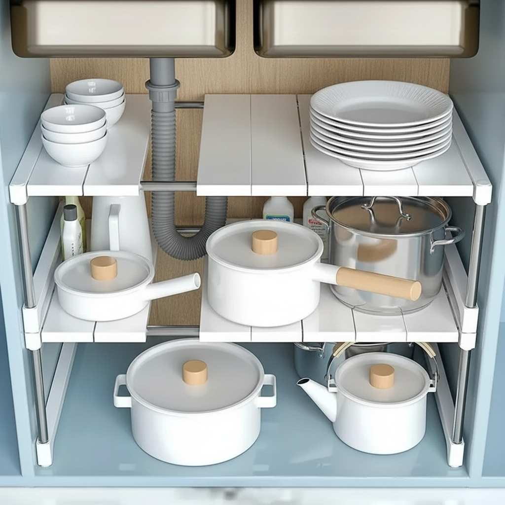 Verstellbares Küchenregal für Unterschränke