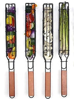 Grillkorb für Spieße mit Rosenholzgriff