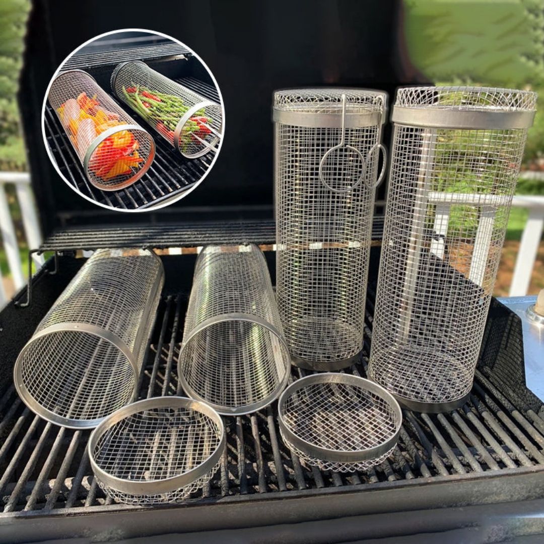 Grillkorb aus Edelstahl mit 360-Grad-Design