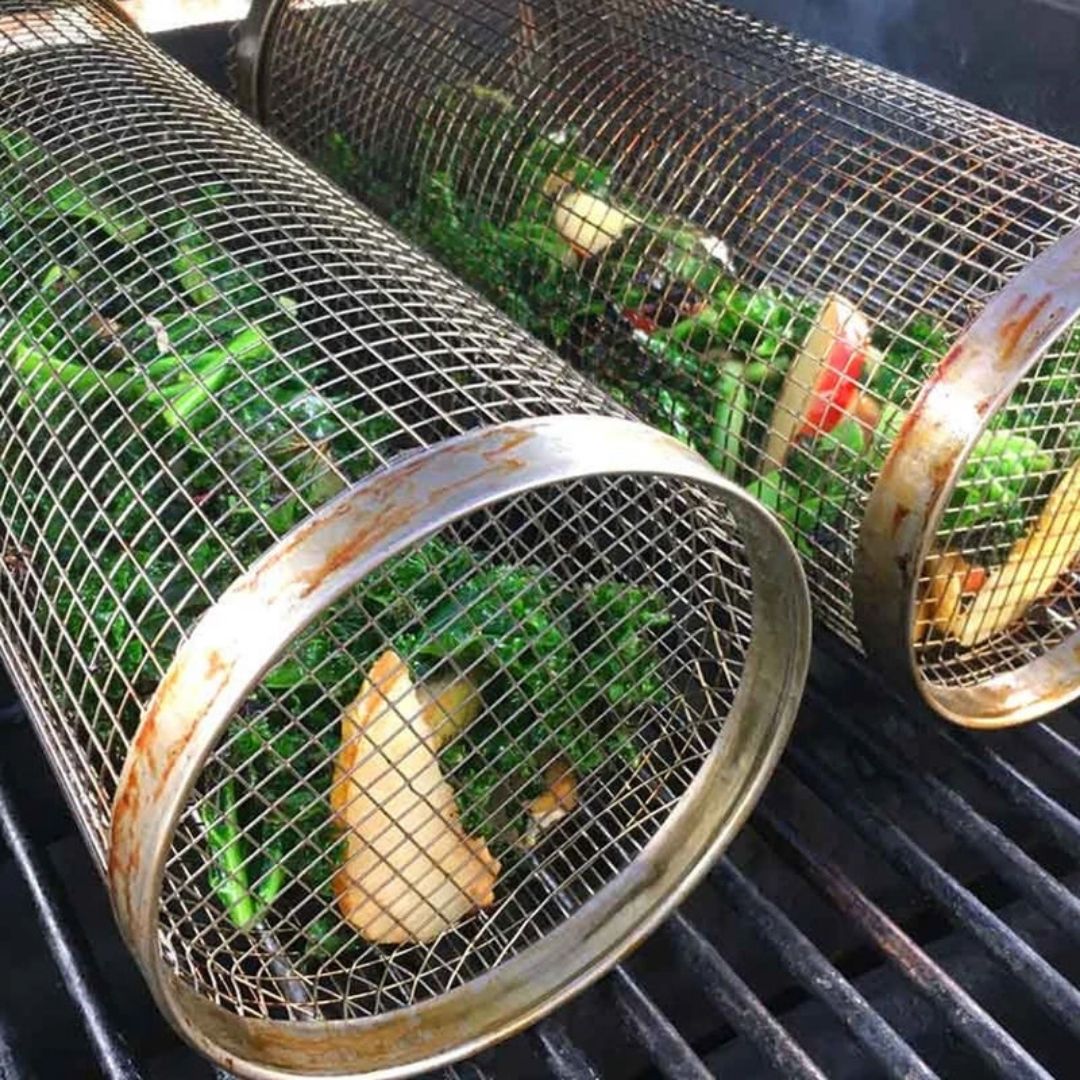 Grillkorb aus Edelstahl mit 360-Grad-Design