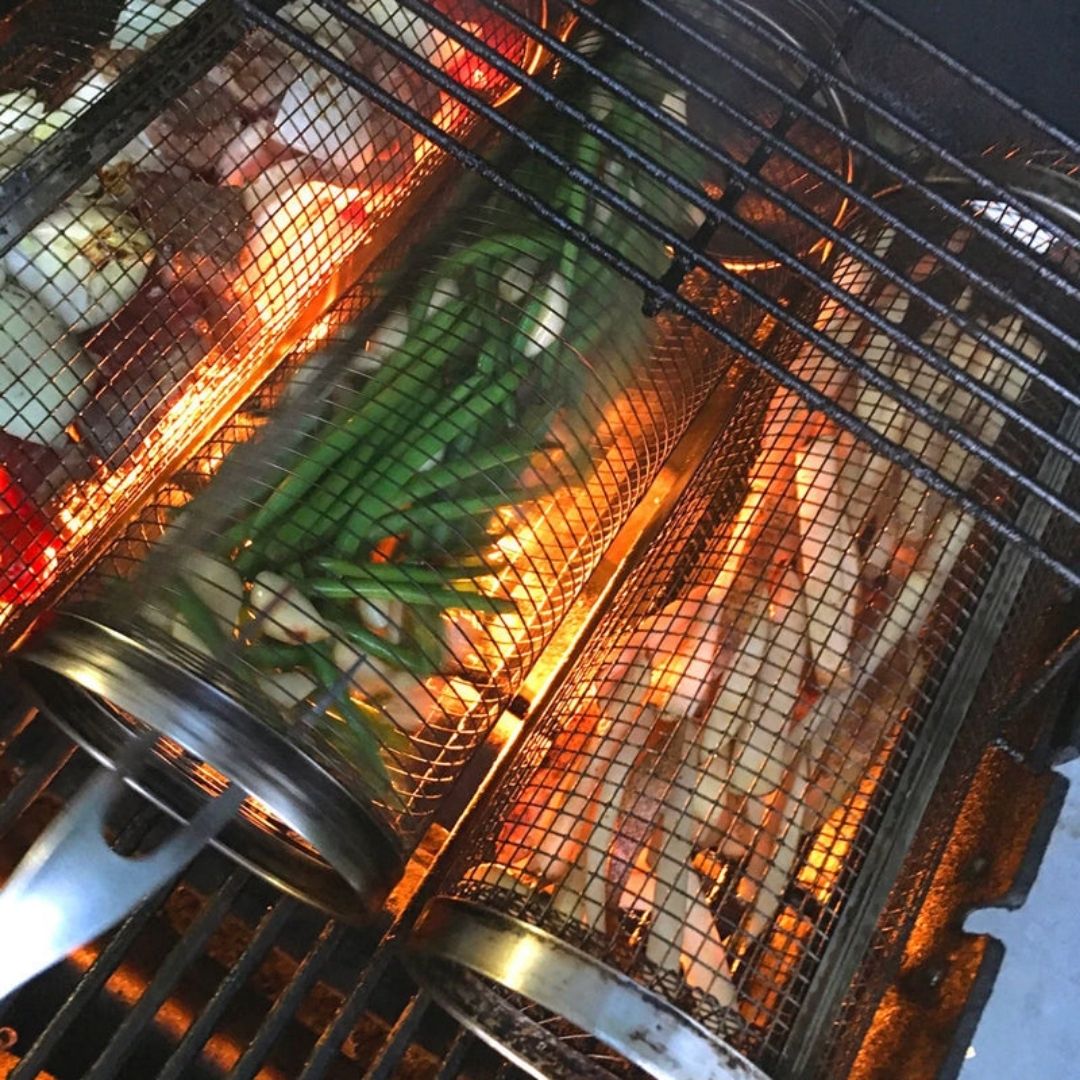 Grillkorb aus Edelstahl mit 360-Grad-Design