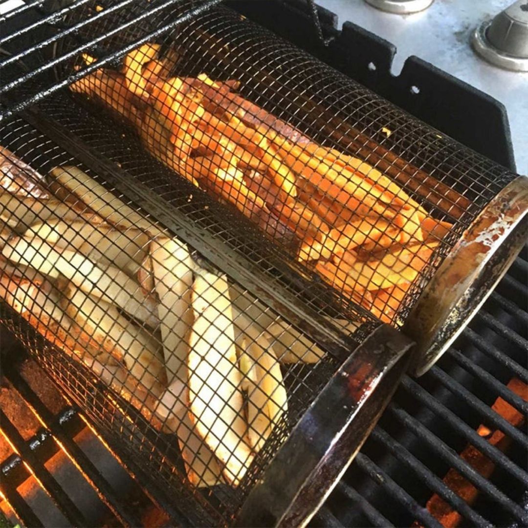 Grillkorb aus Edelstahl mit 360-Grad-Design