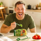 Salatbox aus Borosilikatglas mit Dressingfach, 800 ml