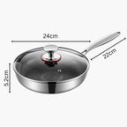 Edelstahl-Bratpfanne mit Wabenbeschichtung und Glasdeckel