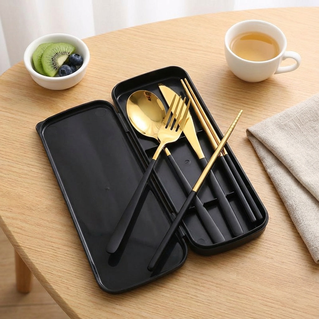 Edelstahl-Besteckset für unterwegs