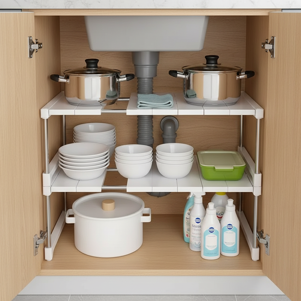 Verstellbares Küchenregal für Unterschränke
