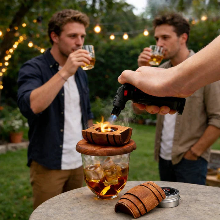 Räucherglocke für Cocktails – Massivholz, passt auf Standardgläser