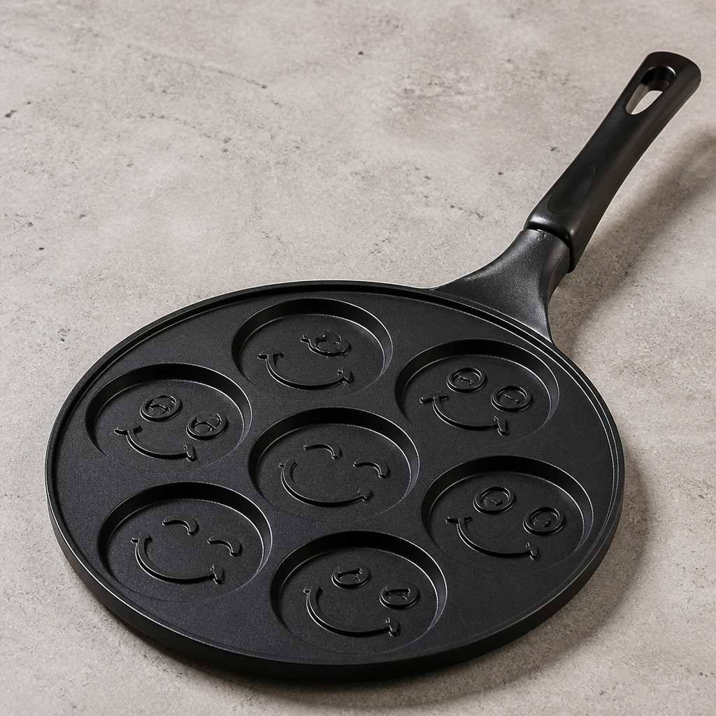 Pfannkuchenpfanne mit 7 Smiley-Formen – Antihaftbeschichtet