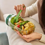 Salatbox aus Borosilikatglas mit Dressingfach, 800 ml