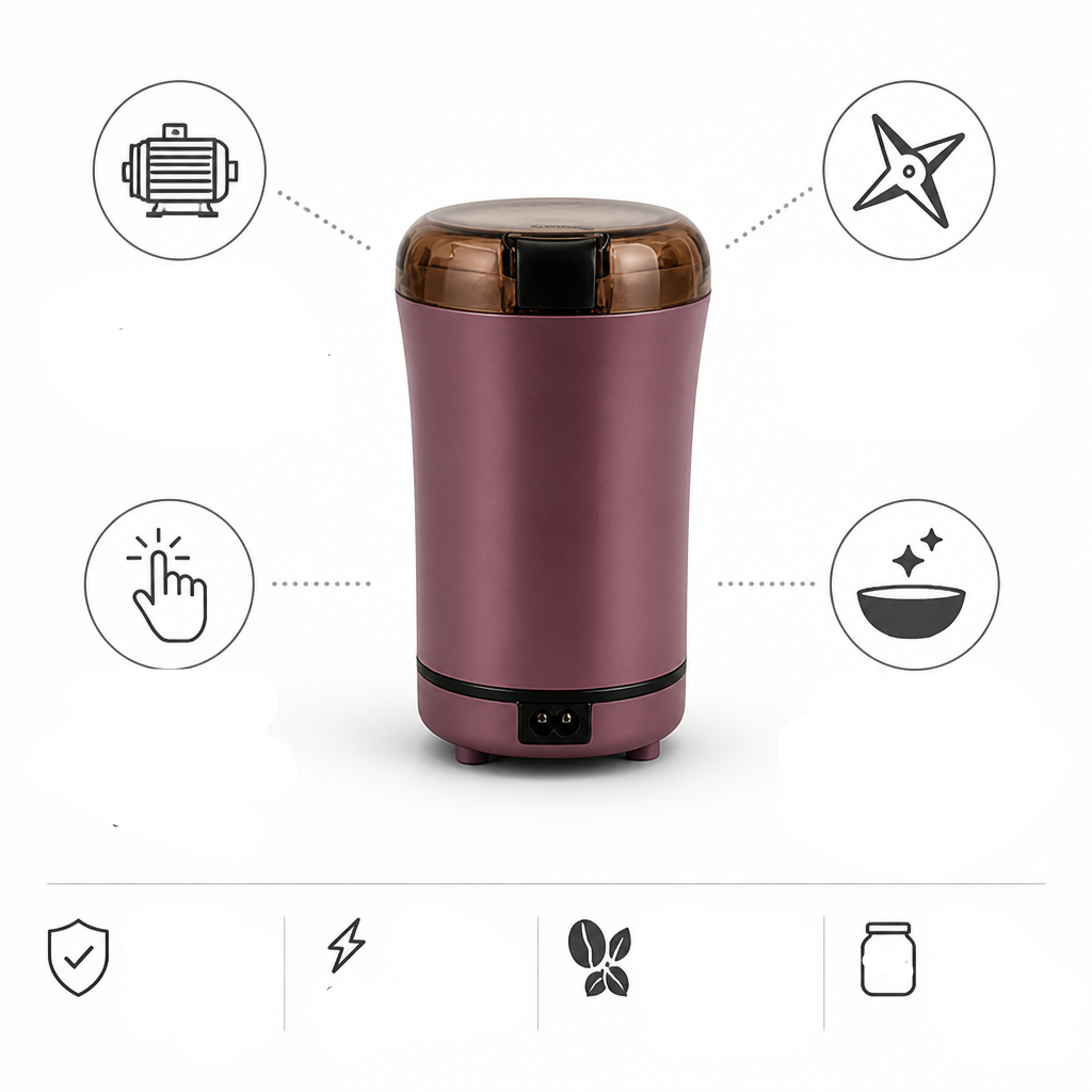 Elektro-Kaffeemühle mit Edelstahlklingen und 100 g Fassungsvermögen