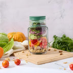 Salatbox aus Borosilikatglas mit Dressingfach, 800 ml