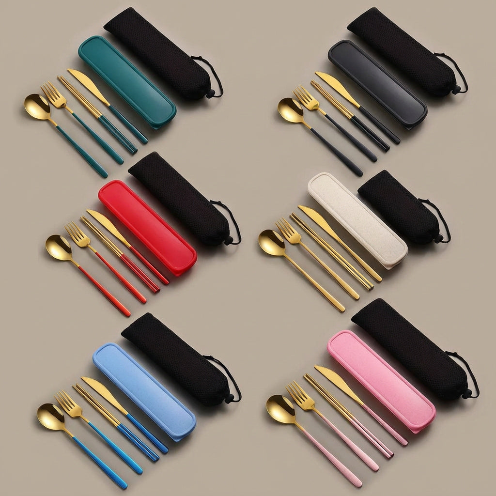 Edelstahl-Besteckset für unterwegs