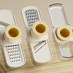 Edelstahl-Reibe 3-in-1 mit Auffangbehälter und Fingerschutz