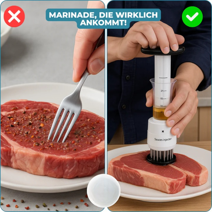 Edelstahl-Marinadespritzer mit Fleischtenderizer