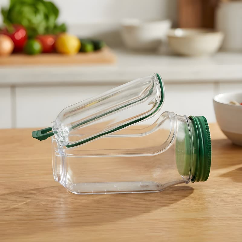 Salatbox aus Borosilikatglas mit Dressingfach, 800 ml