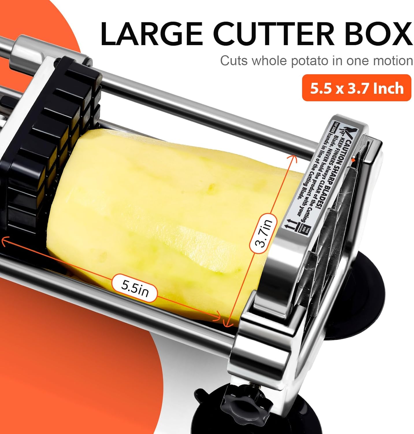 Edelstahl-Pommes-Schneider mit 2 auswechselbaren Schneideinsätzen