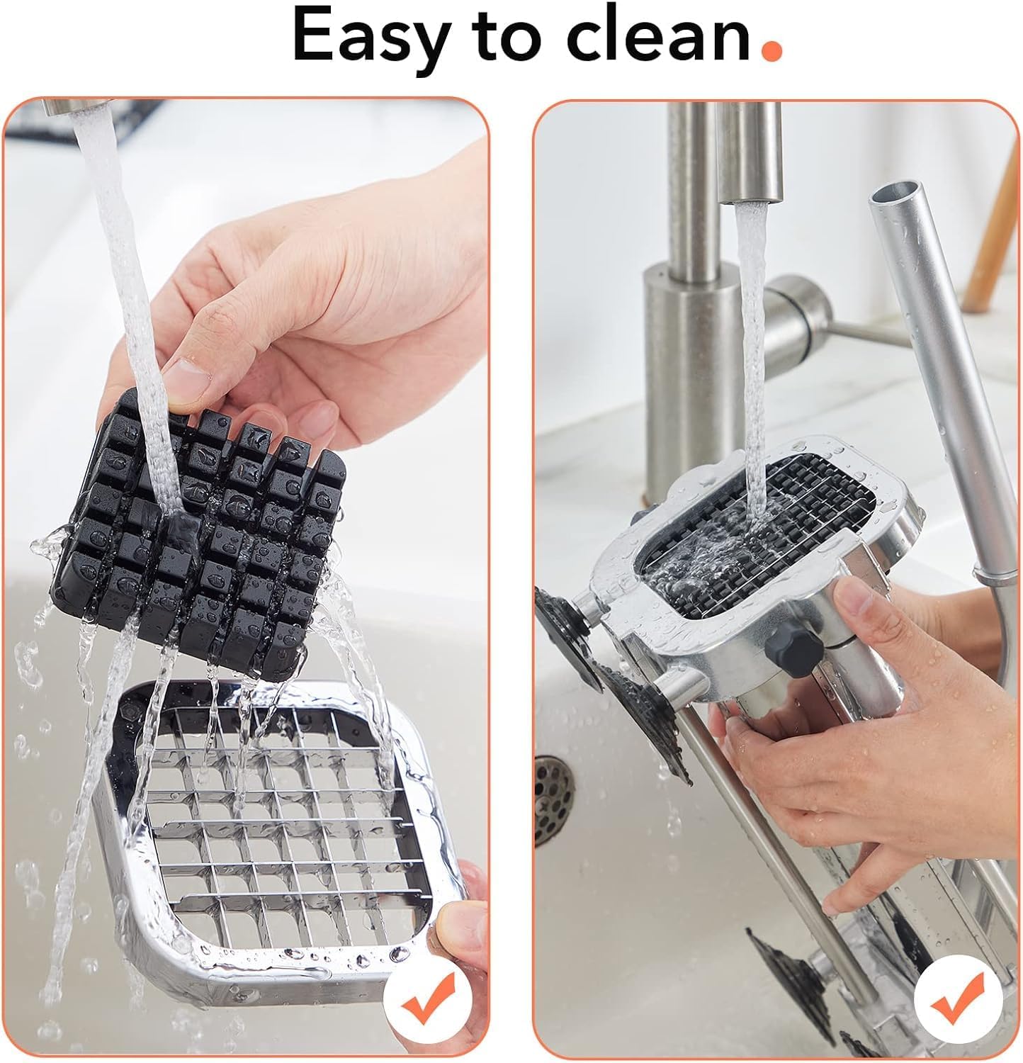 Edelstahl-Pommes-Schneider mit 2 auswechselbaren Schneideinsätzen