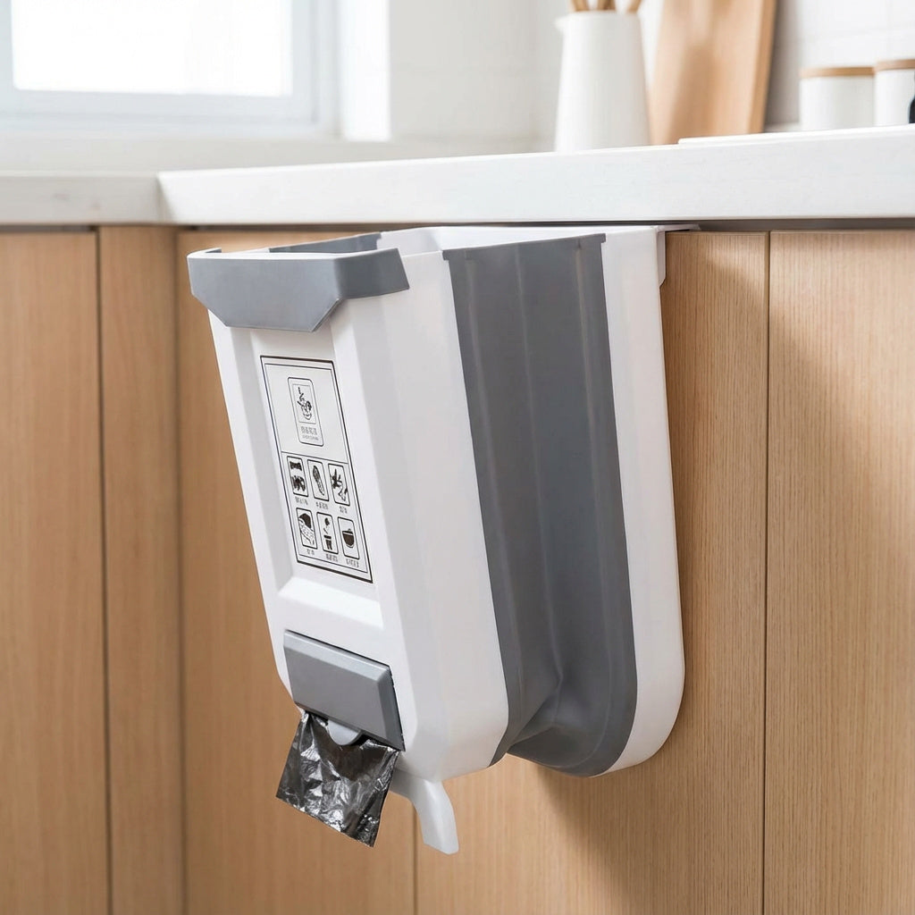 Faltbarer Küchenmülleimer für Arbeitsplatte und Schranktür