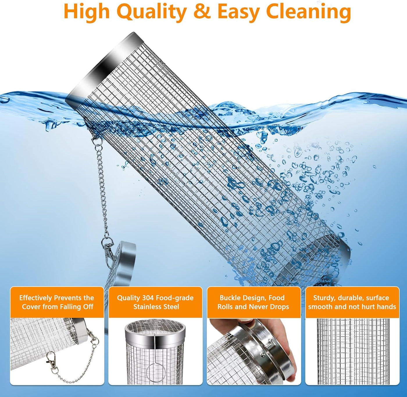 Zylindrischer Grillkorb aus Edelstahl – Alles grillen, nichts verlieren