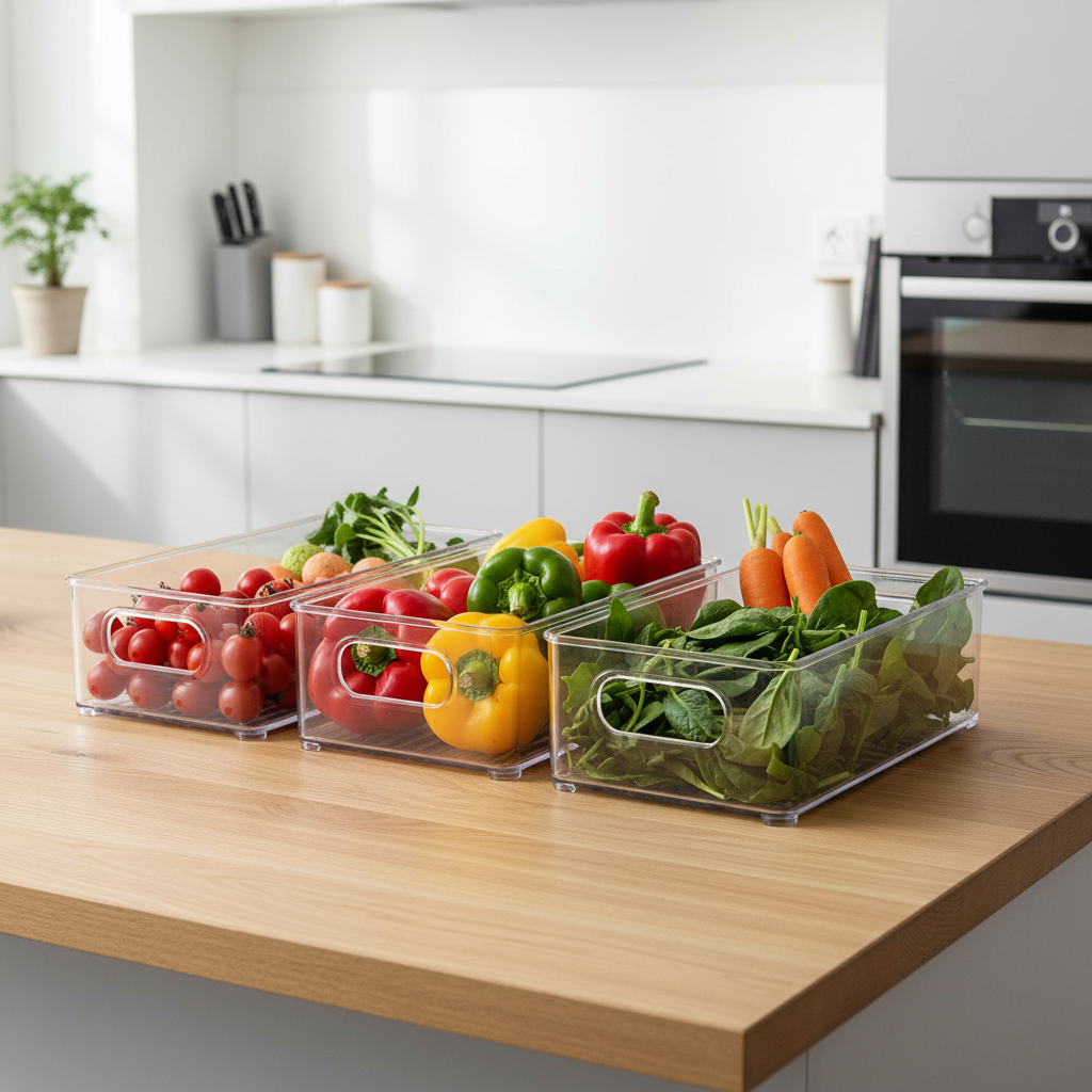 Kühlschrank-Organizer aus klarem Kunststoff