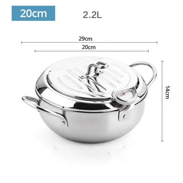Edelstahl Frittiertopf mit integriertem Thermometer