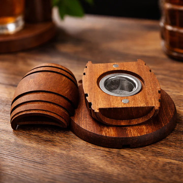 Räucherglocke für Cocktails – Massivholz, passt auf Standardgläser