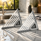 Eckorganizer für Spüle – Dreieckiges Aluminium-Tablett
