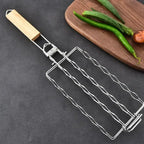Grillkorb Edelstahl mit Holzgriff – 51 x 13 cm