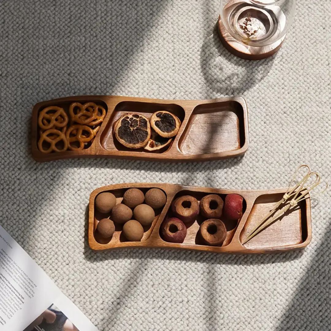 Serviertablett aus Holz mit Fächern – 3 oder 4 Sektionen