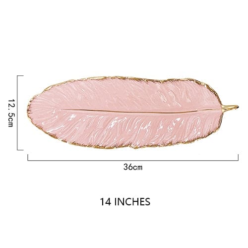 Keramik-Servierteller in Feder-Optik
