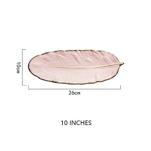 Keramik-Servierteller in Feder-Optik