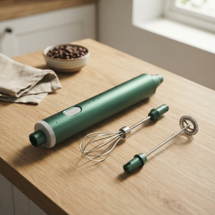 USB-Handmixer Edelstahl – schäumt, schlägt & mixt in 3 Stufen