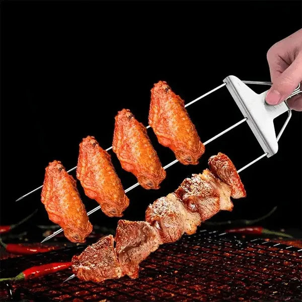 Grillspieße aus Edelstahl mit Schieber – 3er-Set