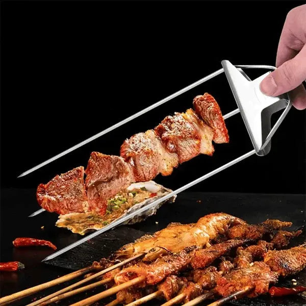 Grillspieße aus Edelstahl mit Schieber – 3er-Set