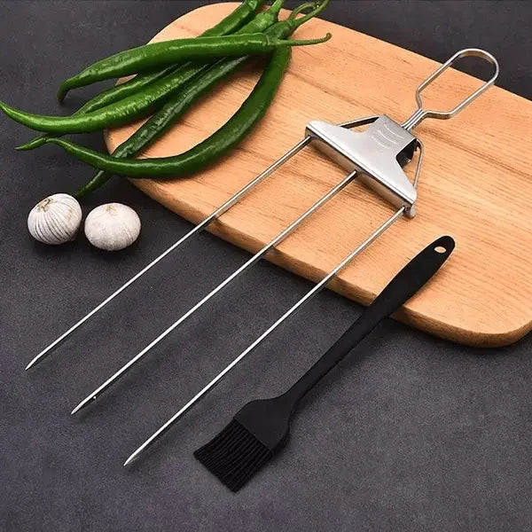 Grillspieße aus Edelstahl mit Schieber – 3er-Set