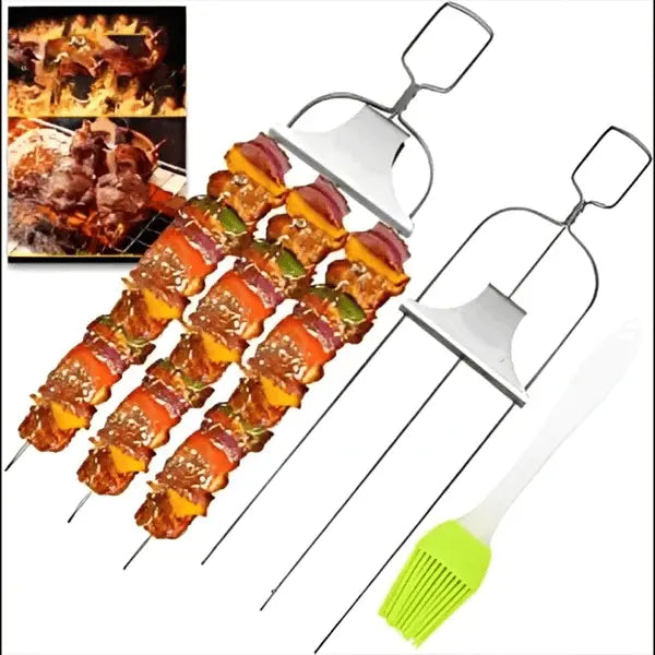 Grillspieße aus Edelstahl mit Schieber – 3er-Set