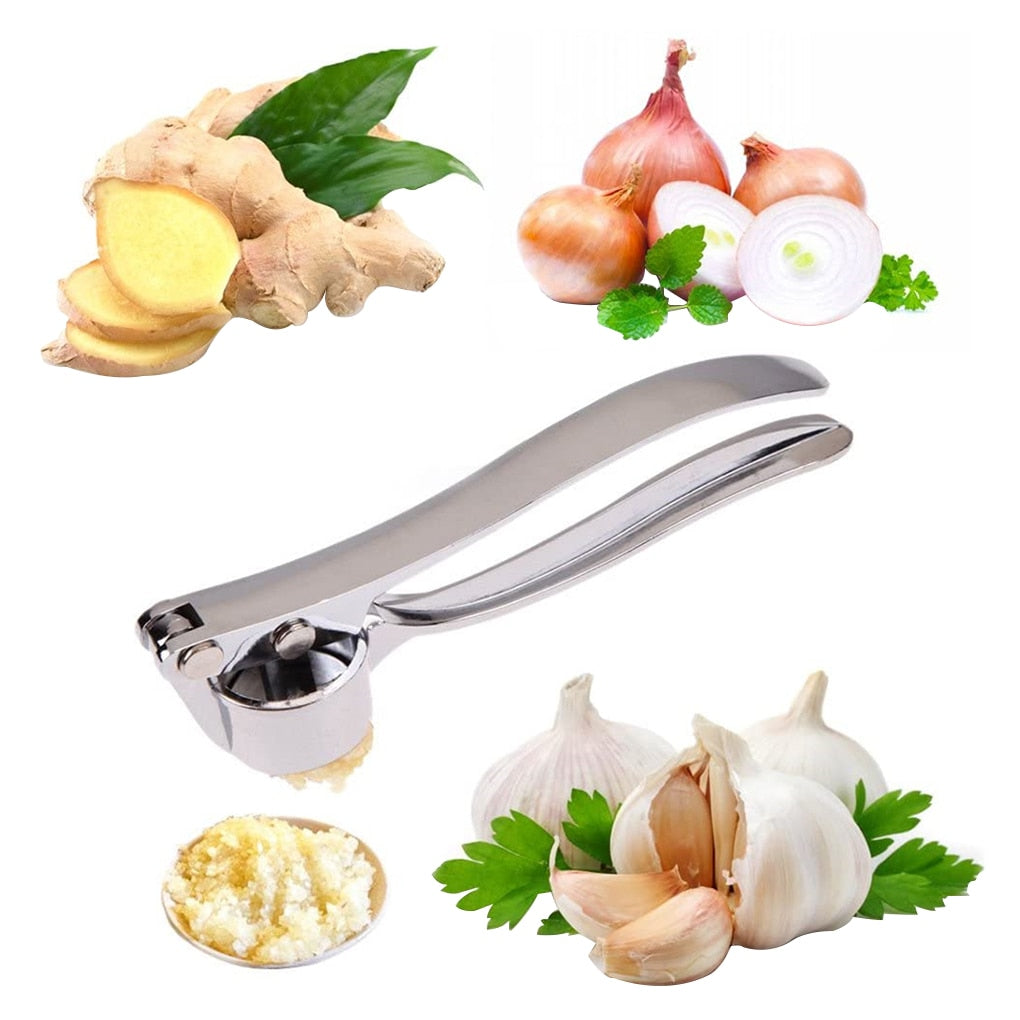 Knoblauchpresse aus Edelstahl mit ergonomischem Griff