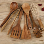 Teakholz-Küchenutensilien-Set 7-teilig – Kratzer­frei & hitzebeständig