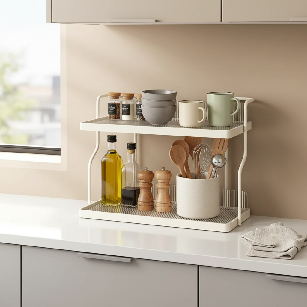 2-stöckiges Küchenregal aus Metall