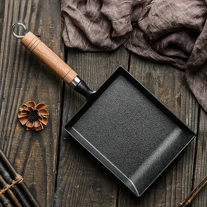 Japanische Gusseisen-Eierpfanne – Eckig, für Tamagoyaki & Crêpes