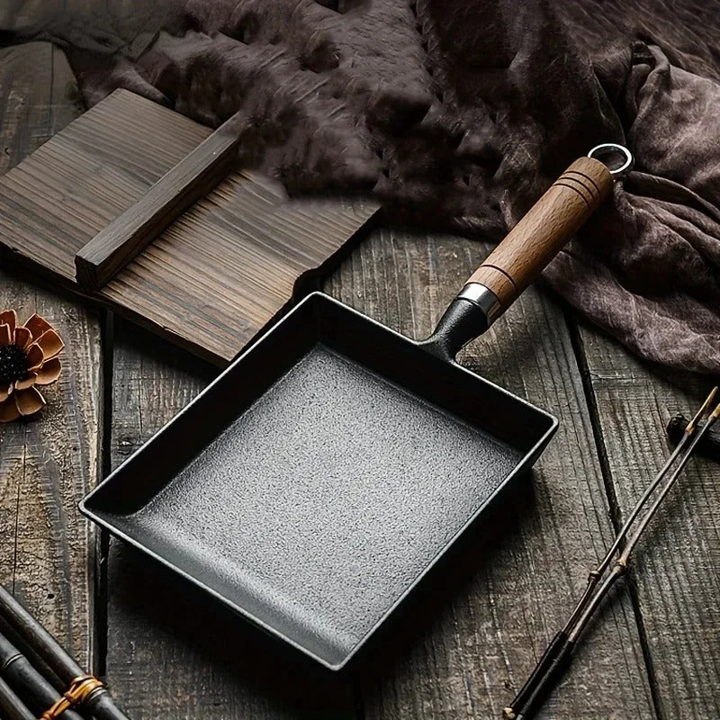 Japanische Gusseisen-Eierpfanne – Eckig, für Tamagoyaki & Crêpes