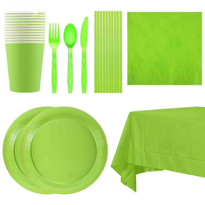 Einweggeschirr-Set für 20 Personen – Komplett mit Tafelkleed