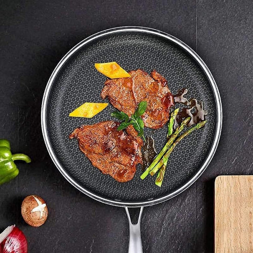 Edelstahl-Bratpfanne mit Wabenmuster, 30 cm, Induktion