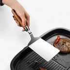 Stainless Steel Square Spatula with Wood Handle – Precision Flipping for Grill & Skillet | 11 in | Cozy Residence