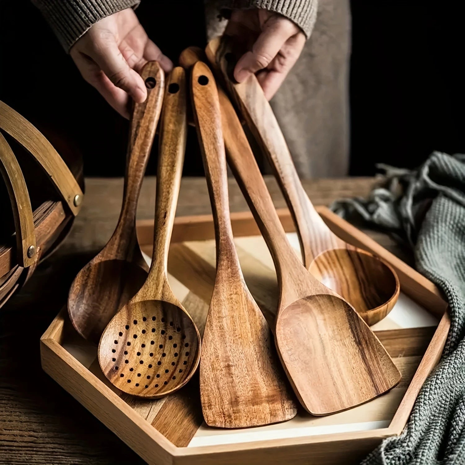 Teakholz Küchenbesteck-Set – 5-teilig
