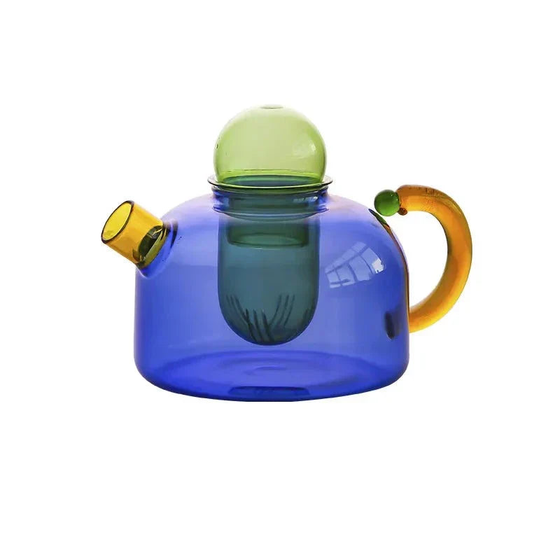 Glas-Teeset mit kontrastierenden Farben
