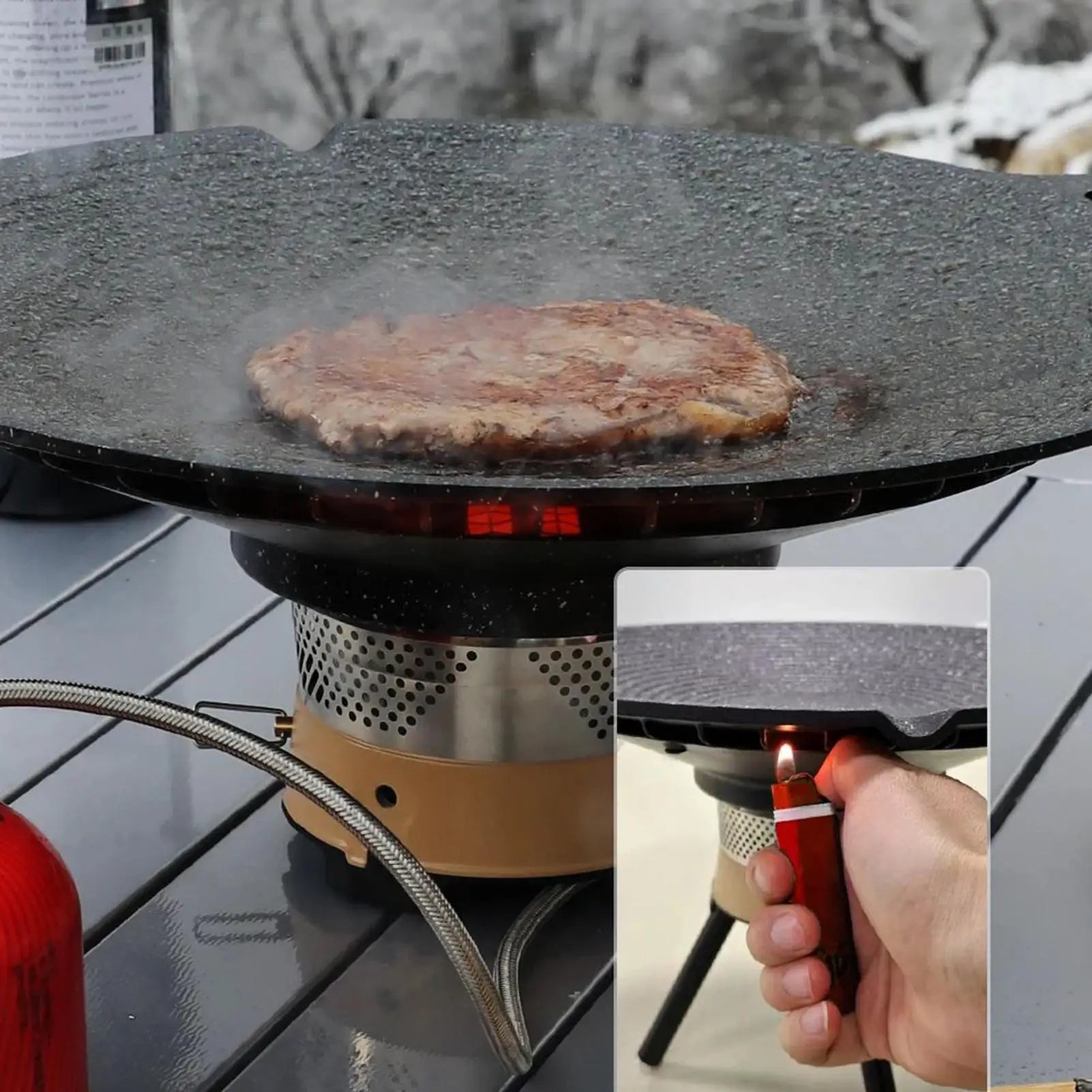 Aluminium-Grillpfanne 75 cm mit Griffen – Windfest