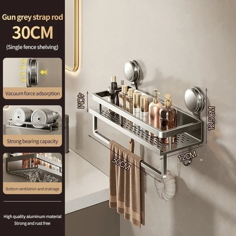 Saugnapf-Wandregal – Küchen- und Badorganizer, 30–60 cm